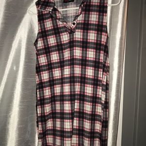 Plaid collared shift dress
